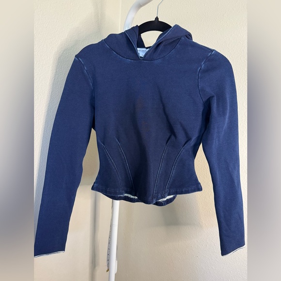 🌺Good American Cropped Hooded Pullover Top - Picture 2 of 4